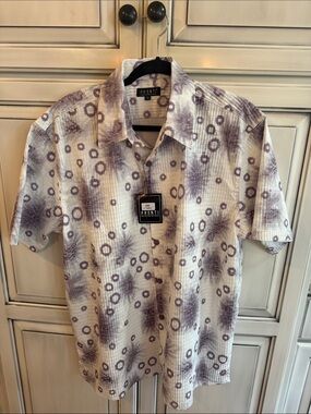 Pronti Short Sleeve Dress Shirt in Light Purple Pattern